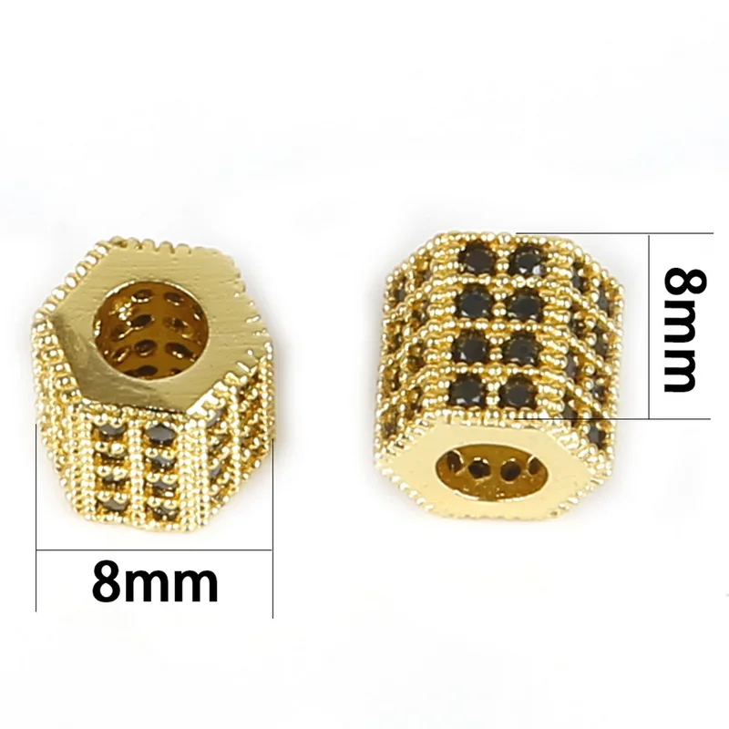Геометрическая, Шестигранная форма колонны медные бусины из циркония бусины простые модные подвески для мужчин браслеты DIY Аксессуары
