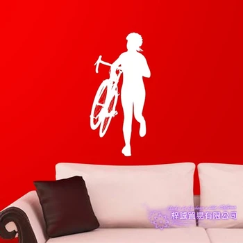 

Women Bike Shop Wall Sticker Customized Sports Posters Vinyl Wall Decals Decor Mural Car Windows Bicycle Glass Decal