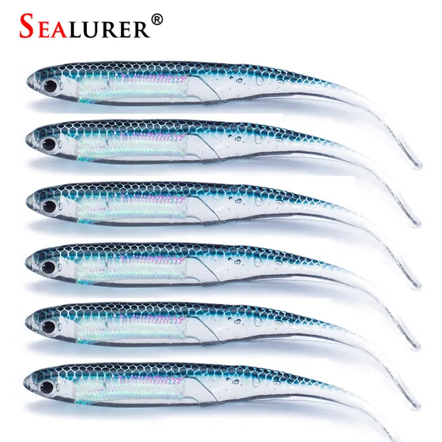US $3.44 SEALURER Soft Lure 6pcslot 26g90mm for Fishing Shad Fishing Worm Swimbaits Jig Head Soft Lure Fl