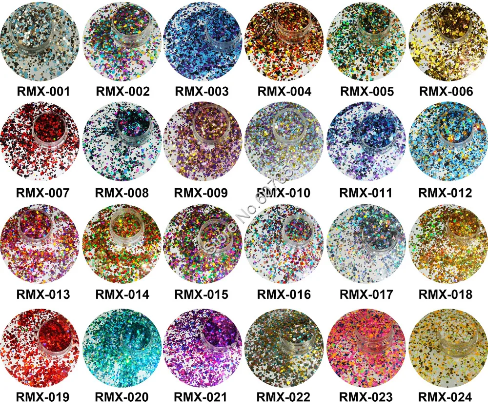 

24Colors Mix Round Dot Glitter Nail Flake Spangle Shape for Nail Art Gel Acrylic Make up Craft decoration