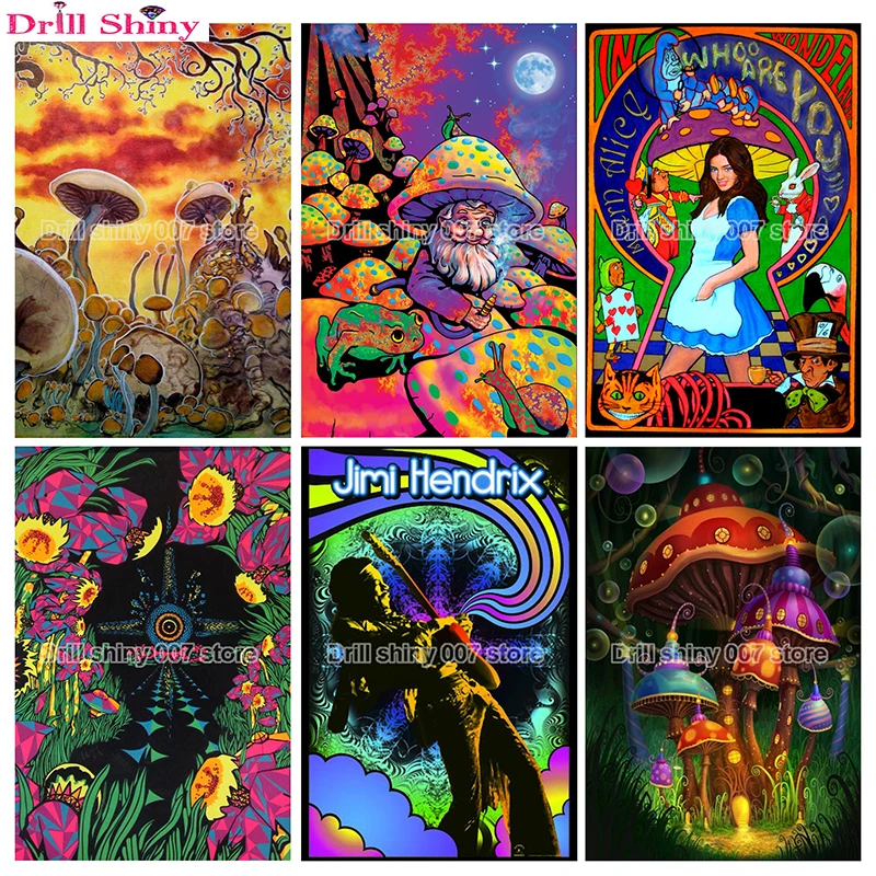 

NEW 5D DIY Full square/round drill Diamond Painting Magic mushroom Blacklight Poster Diamond Embroidery cross stitch wall decor