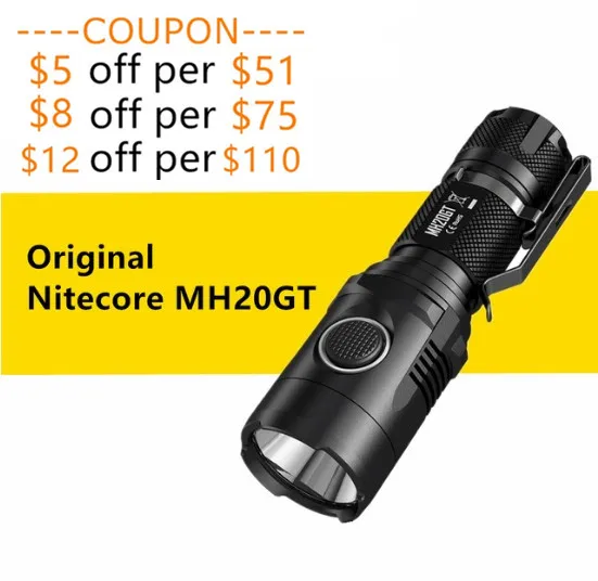 

Original Nitecore MH20GT USB Rechargeable EDC Flaslhight XP-L HI V3 LED 1000 Lumens Torch upgrade Nitecore MH20