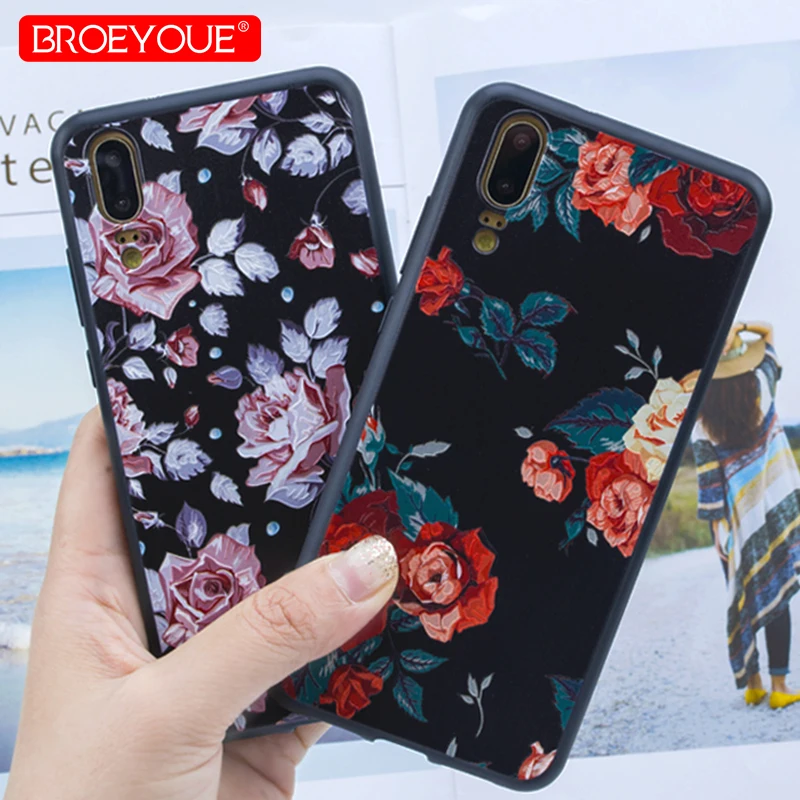 

Retro Flowers Pattern Phone Case For Huawei P20 Lite P20 Pro P10 P9 P8 Lite Nova 2 Plus 3E Shockproof Soft Silicone Back Cover
