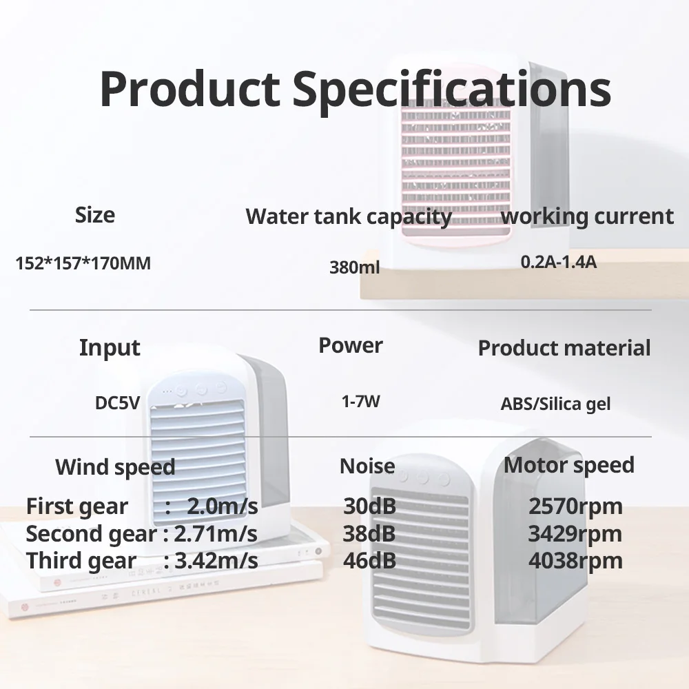 Мини-устройство для кондиционирования воздуха, охлаждающий успокаивающий вентилятор для охлаждения воздуха, кондиционер, увлажнитель, очиститель, охладитель, портативный для офиса