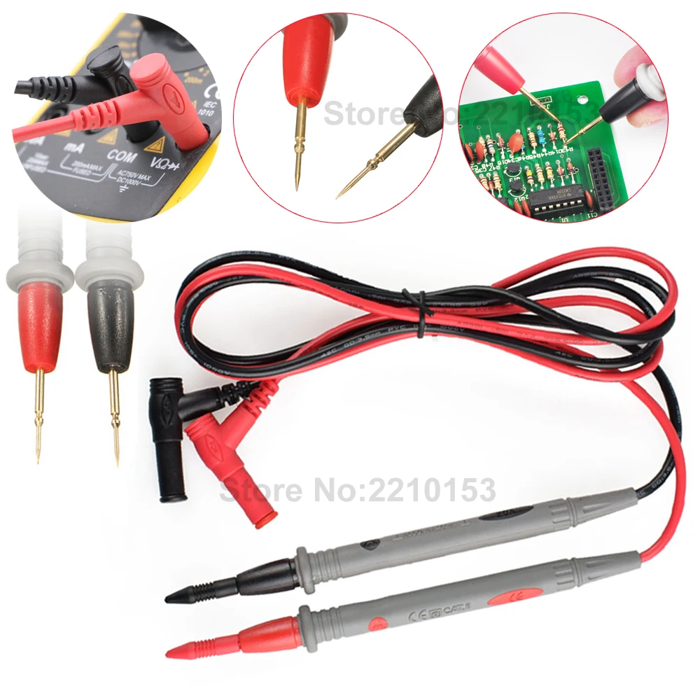 

1 Pair Test Leads 1000V 20A Ultra Fine Thin Tip Needle Universal Durable Digital Multimeter SMD SMT Needle Tip Wire Pen Cable