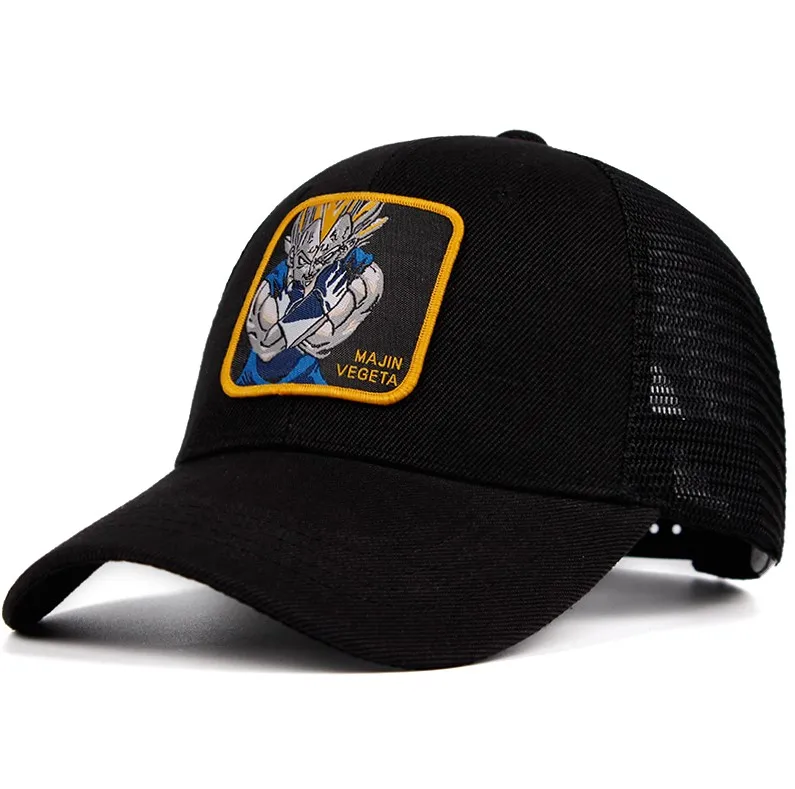 Majin VEGETA сетчатая Кепка Dragon Ball Z Snapback хлопковая бейсбольная кепка для мужчин и женщин хип-хоп кепка для дальнобойщика, летняя кепка, Прямая поставка - Цвет: Черный