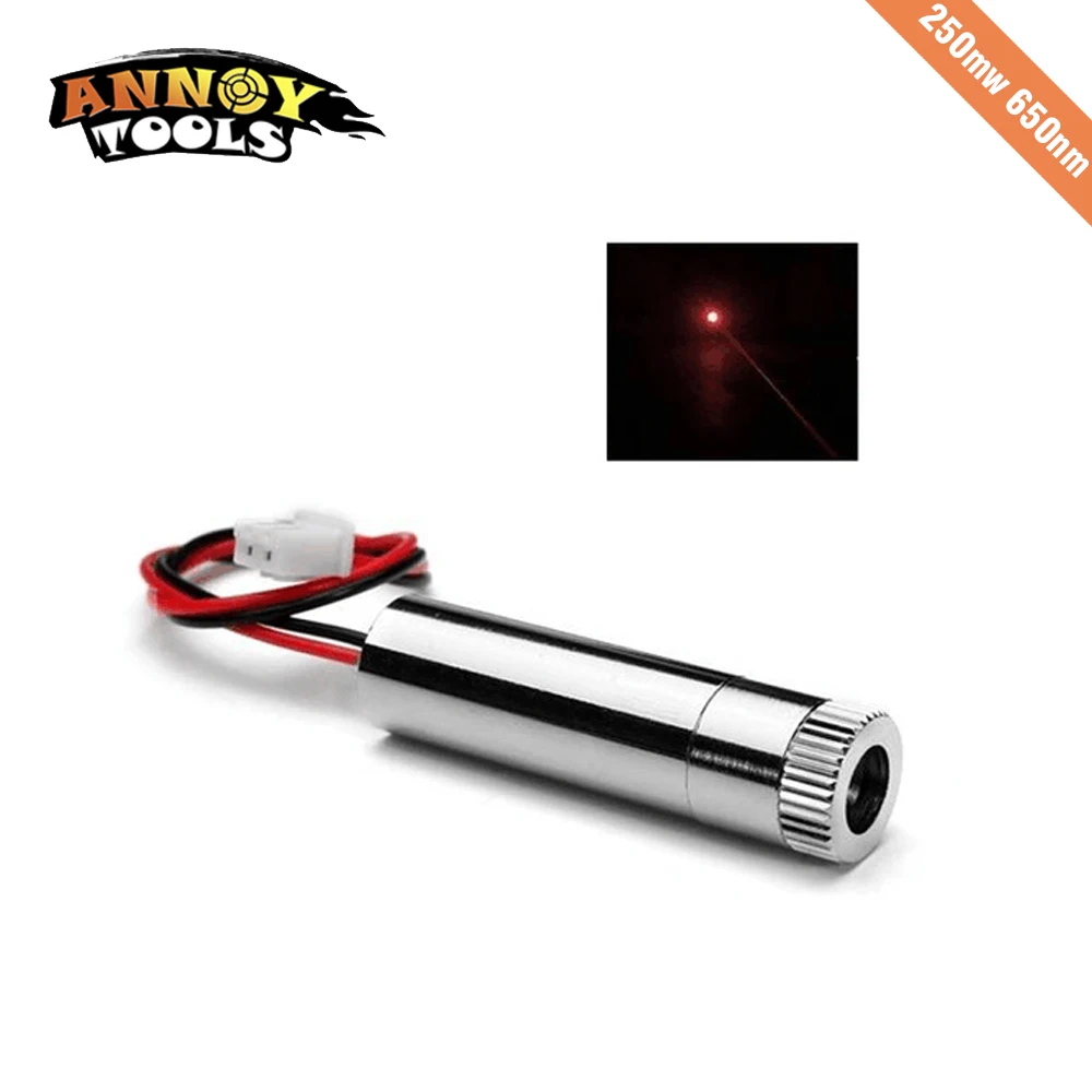 Najtaniej Czerwony laserowy moduł punktowy 250mW 650nm wysokiej mocy laser z ogniskowaniem DIY grawerowanie głowica laserowa