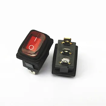 

1PC Retail Silver Contact Waterproof Switch KCD1 Red with Light 3-feet Ship Type Switch Power Dustproof Switch