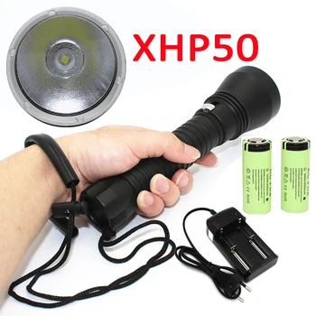 

2500LM XHP50 LED Diving Flashlight White Light Scuba Dive Torch Underwater Waterproof Lamp Lantern+ 26650 Battery + Charger