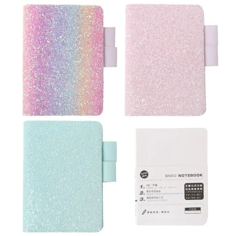 

A6 Sequin Notebook Diary Weekly Planner Journal Agenda Organizer Travelers Faux Leather Cover Book