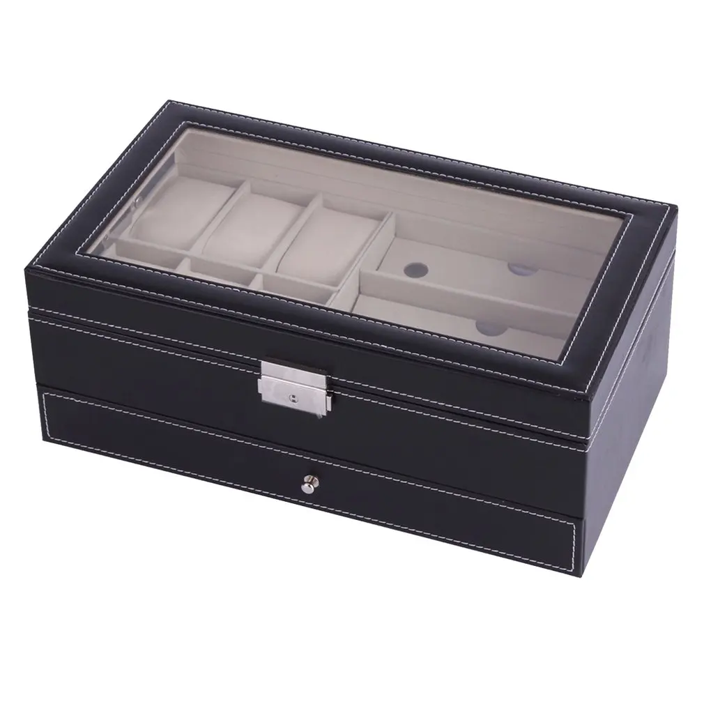 Многофункциональная двухслойная деревянная коробка для хранения часов солнцезащитные очки часы дисплей коробка контейнер