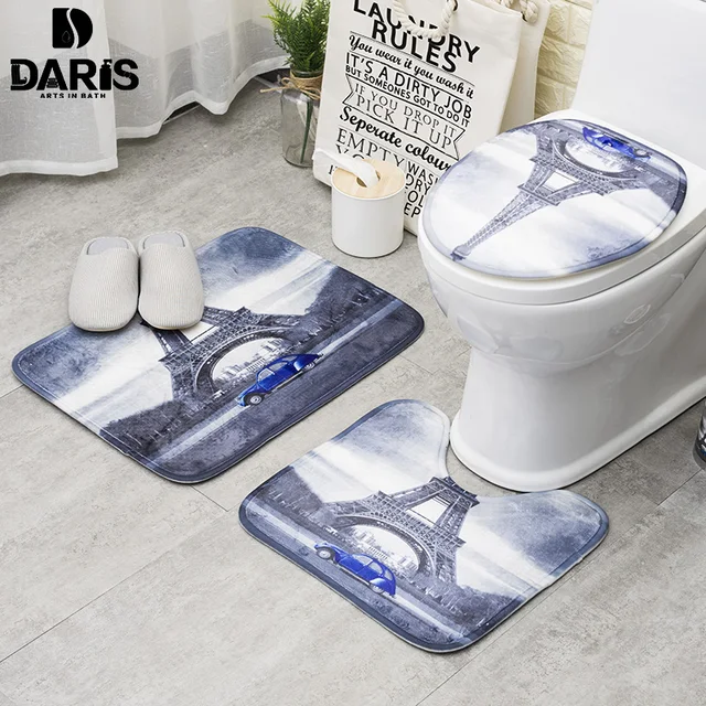 SDARISB 3PCS Set Tower Bathroom Non-Slip Style Pedestal Rug Lid Toilet Cover Bath Mat Gifts Sets Bath Pad Home Decor Bath Mats