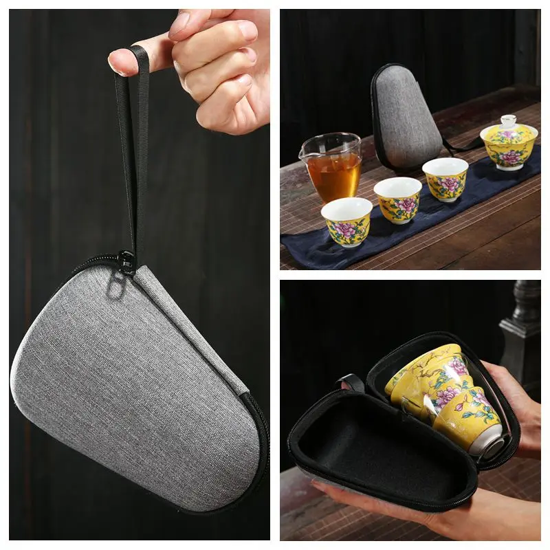 

Jia-gui luo flower handmade ceramic Kung Fu tea set travel essential leisure drinking utensils