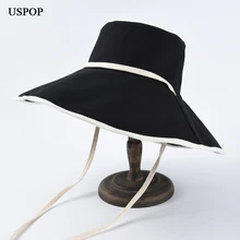 USPOP женские шляпы с супер широкими полями, женские хлопковые дышащие шляпы с защитой от уф, повседневные летние шляпы для улицы