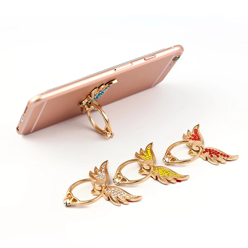 Metal Angel Wings 360 Degree Finger Ring Mobile Phone Smartphone Stand