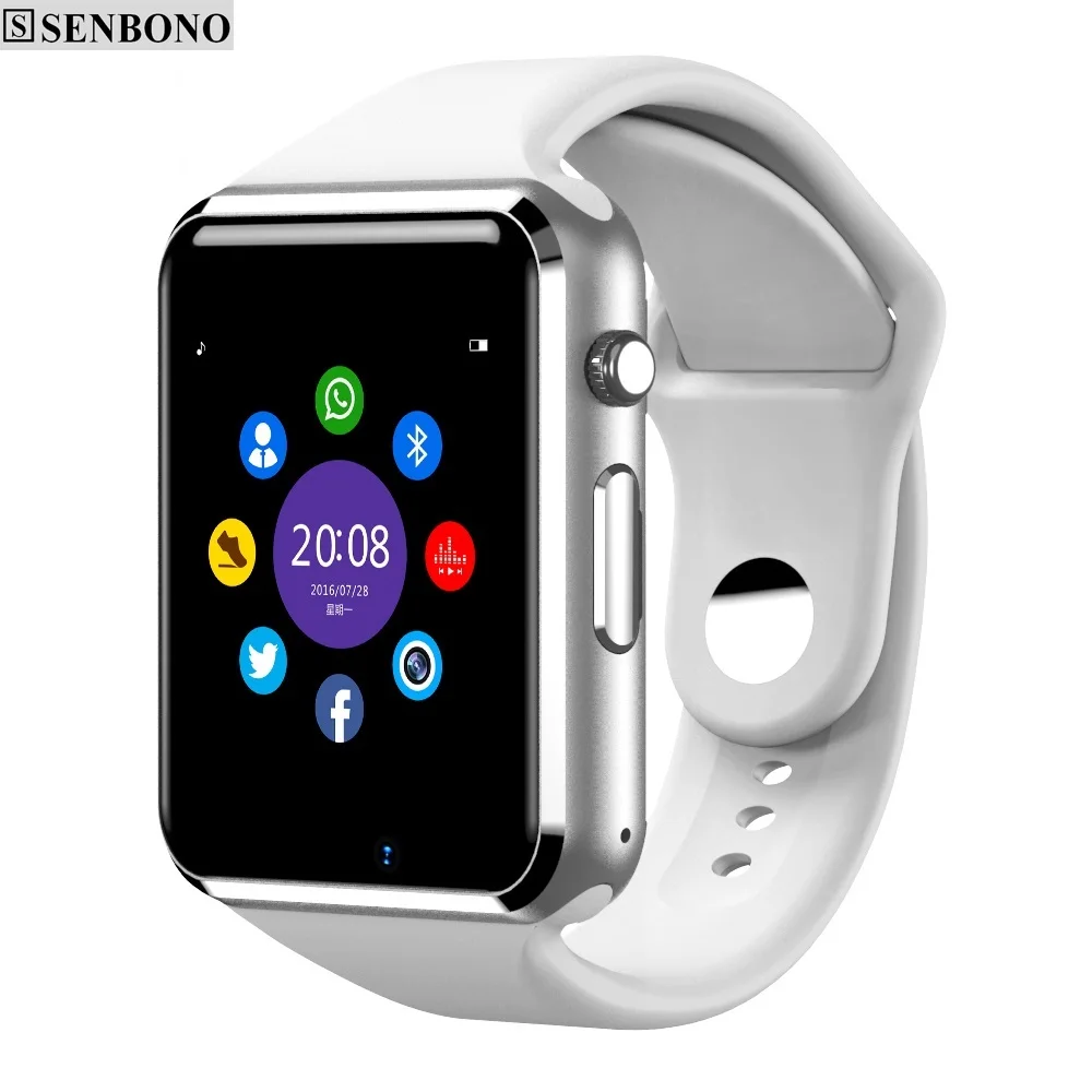 SENBONO Bluetooth A1 Смарт часы для мужчин с sim картой TF камера спортивные счетчик шагов