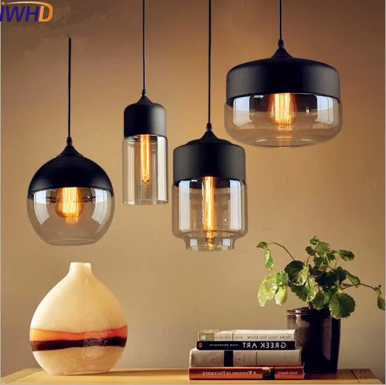 Винтажный подвесной светильник IWHD стеклянный в американском стиле|pendant light fixture|industrial lampindustrial style lamp |