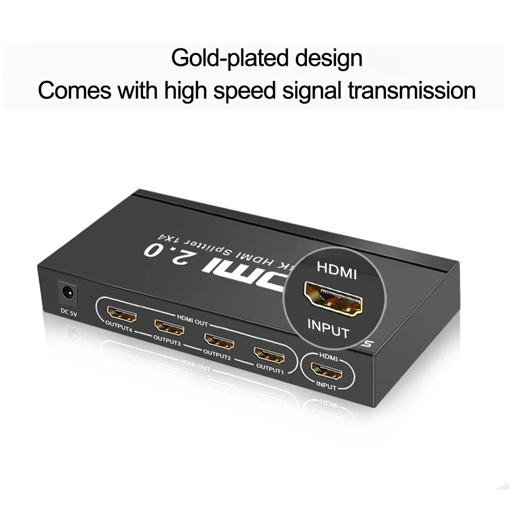 Ultra HD 4K HDMI Splitter 1X4 Port 3D UHD 4Kx2K Video Splitter HDMI 1 Input 4 Output HUB with EDID HDMI2.0 HDCP2.2