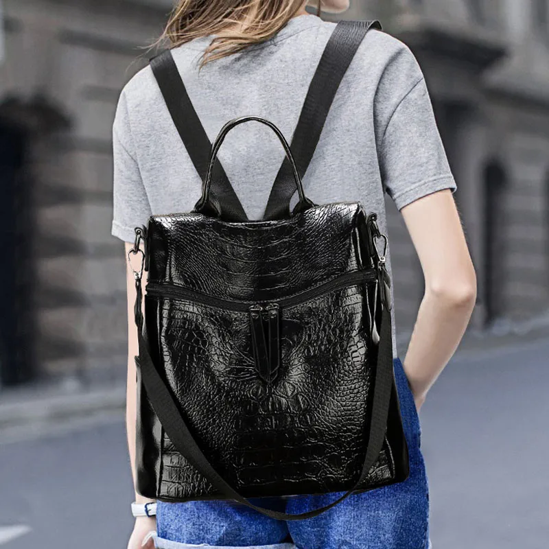Противоугонные рюкзаки из кожи аллигатора женские дизайнерские высококачественные водонепроницаемые дорожные сумки на плечо повседневные рюкзаки Mochila