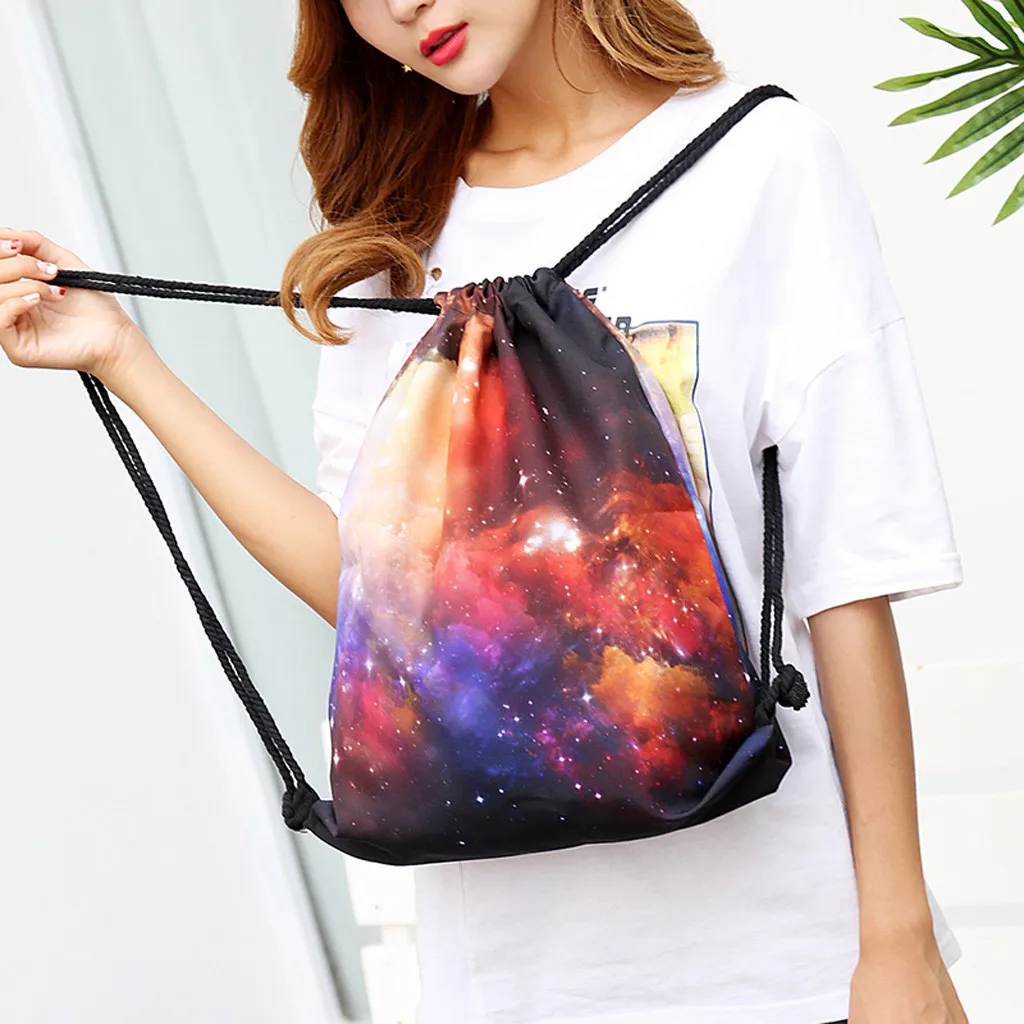 ISHOWTIENDA сумки для Дамская мода унисекс Звездное небо печати рюкзак с карманами сумка на шнурке worek plecak sznurek# Y3