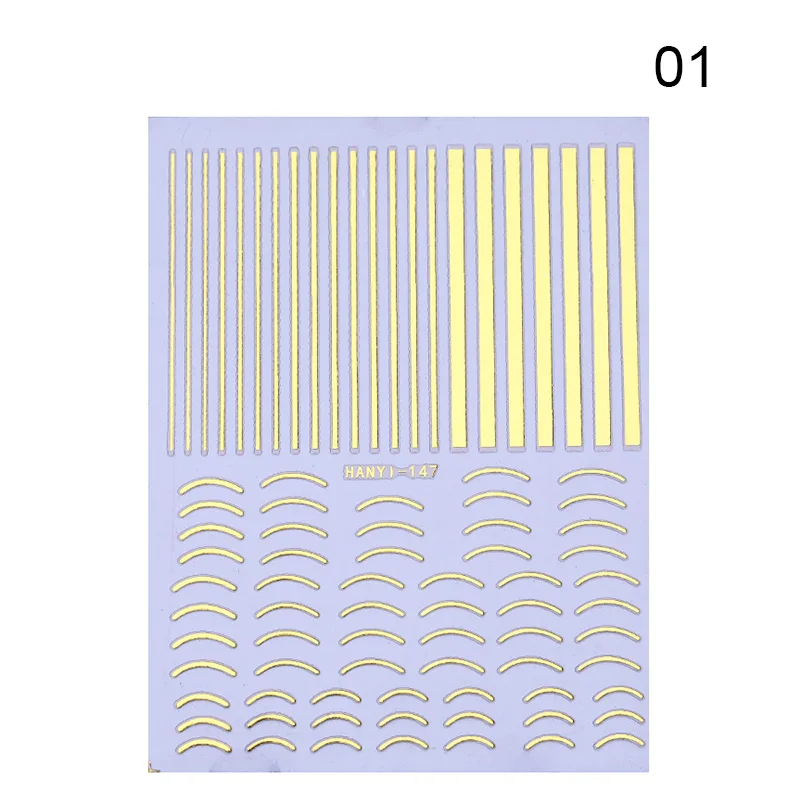 1 лист Золотой Серебряный 3D стикер для ногтей Striping Ленточные линии металлические многоразмерные полосы клей для накладных ногтей переводная наклейка маникюрный Декор - Цвет: Pattren 21