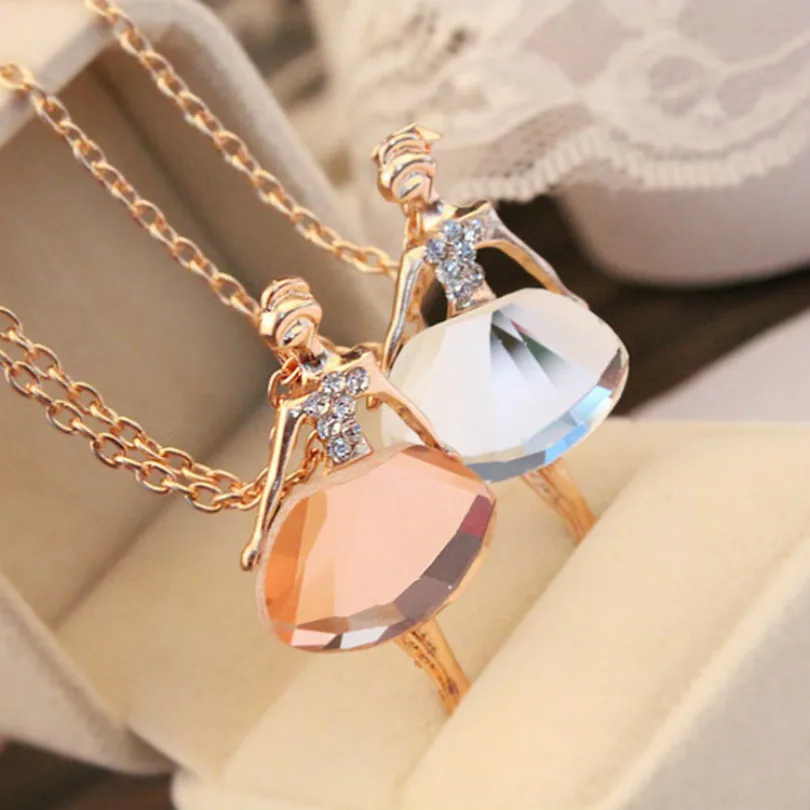 

2018 Real New Pendant Necklaces Kolye Moana Collares Chain Shiny Ballerina Girl Pendant Necklace Statement Long Jewelry Female