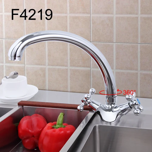 Frap Кухня кран с двумя ручками смешанной воды бортике хром F4219& матовая F4219-1 - Цвет: F4219