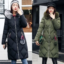 Длинные женские зимние парки уличная меховая верхняя одежда с капюшоном, пальто для женщин, винтажные толстые теплые хлопковые женские куртки, одежда MLD1274
