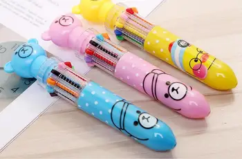 

account pen candy color bear Multicolor press ballpoint pen 10 in 1 color cute pen school prize gift student ballpoint pen 36pc