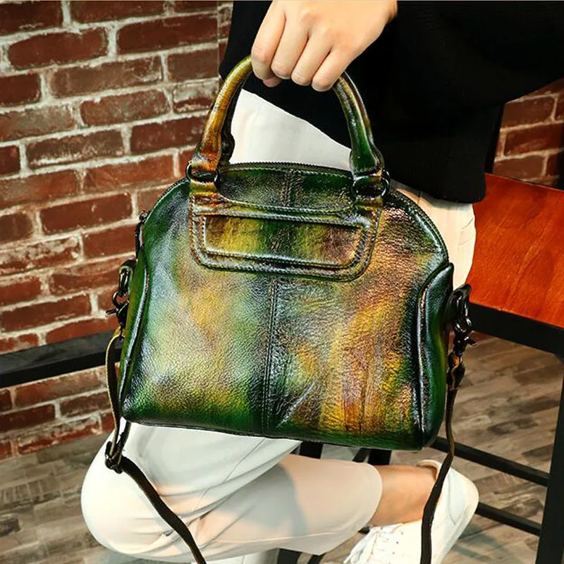 CHSANATO, брендовая сумка из натуральной кожи, маленькая сумка через плечо из коровьей кожи, Классическая Ретро сумка-тоут - Цвет: PL7856 Green
