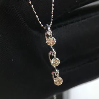 

Yellow Diamond Necklace Pure 18 K Gold Jewelry Real Diamond 0.5ct Female's Classic Cross Diamonds Jewelry Necklaces