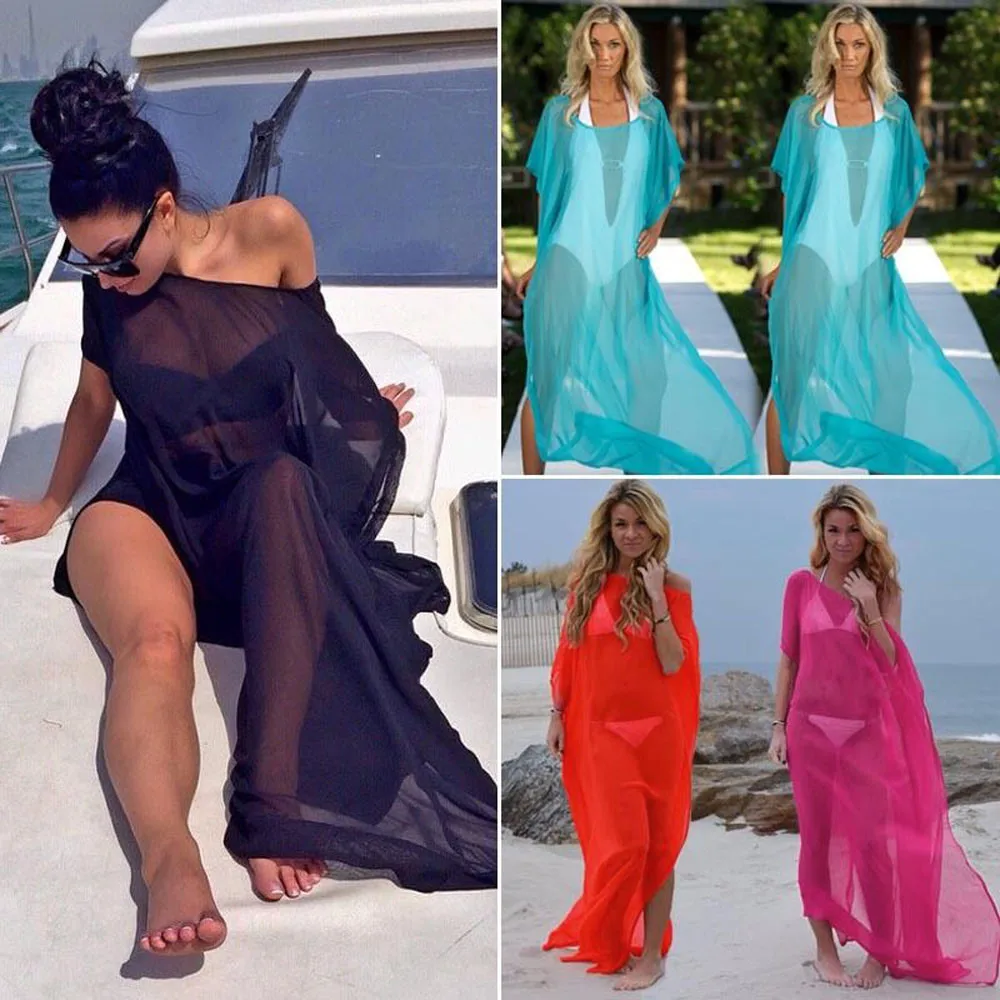 

Women Sexy Bikini Dress Beach Tunic Pareos Swimwear Women Chiffon Bikini Swimsuit Swimwear Beach Dress Bathing Suit