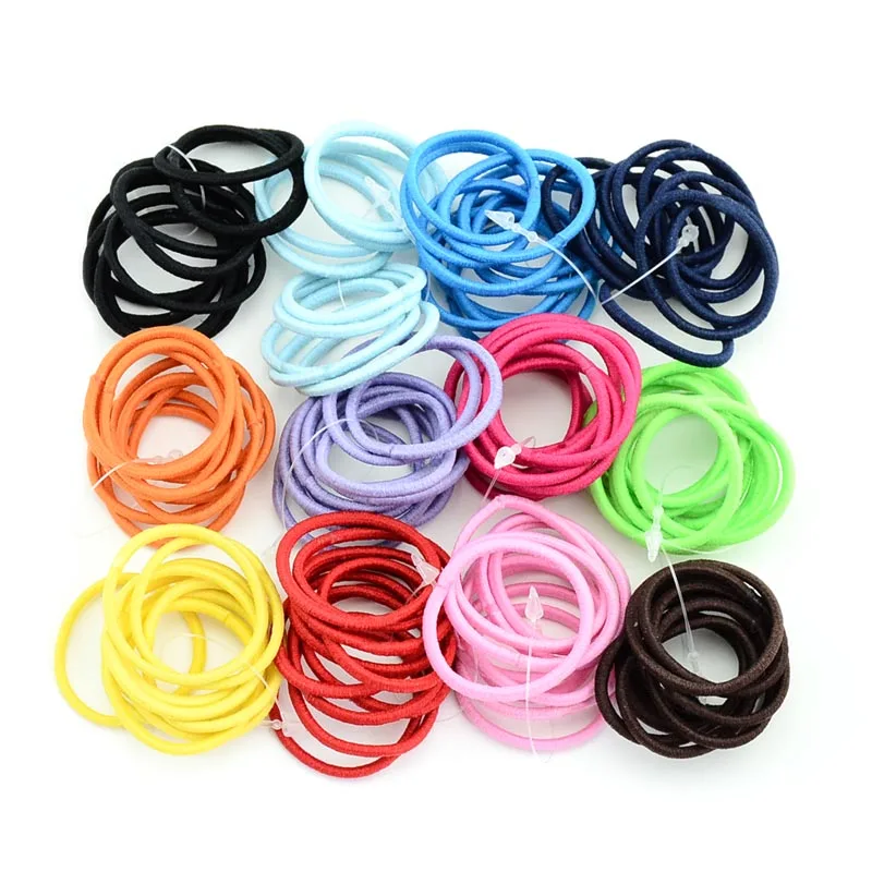 

100pcs/lot 3 cm 12 colors Boutique Elastic Hair Tie Rope Hair Band bows Hair Accessories For Girls 694