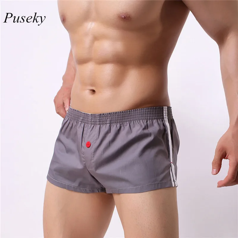 2018 Casual Men's Boxers Soft Breathable Summer Cotton Underwear Trunks Leisure Shorts Solid Black Short men Home Wear