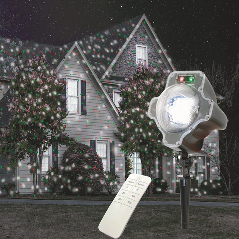 

Waterproof LED White +Red Green Laser Outdoor Projector Snowflake Stage Light Christmas Party Landscape Light