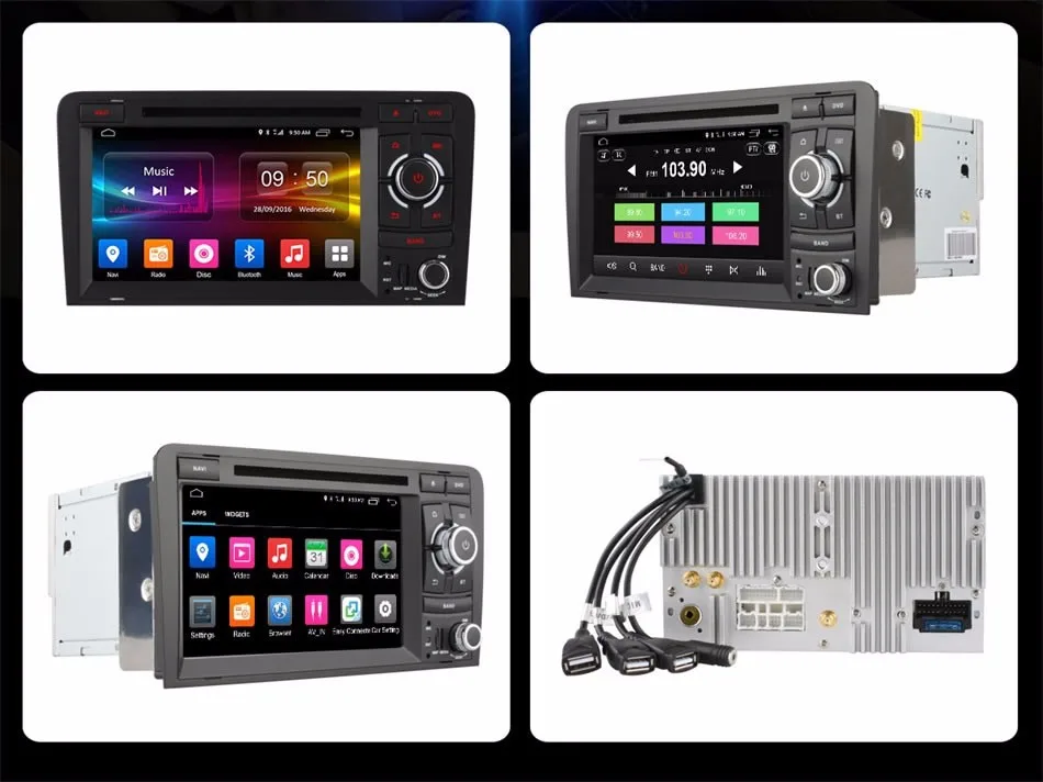 Flash Deal 1024X600 Octa 8 Core 2GB RAM Android 6.0 4G SIM LTE Wifi Car DVD Player for AUDI A3 2002-2011 GPS Navigation Radio Stereo System 25