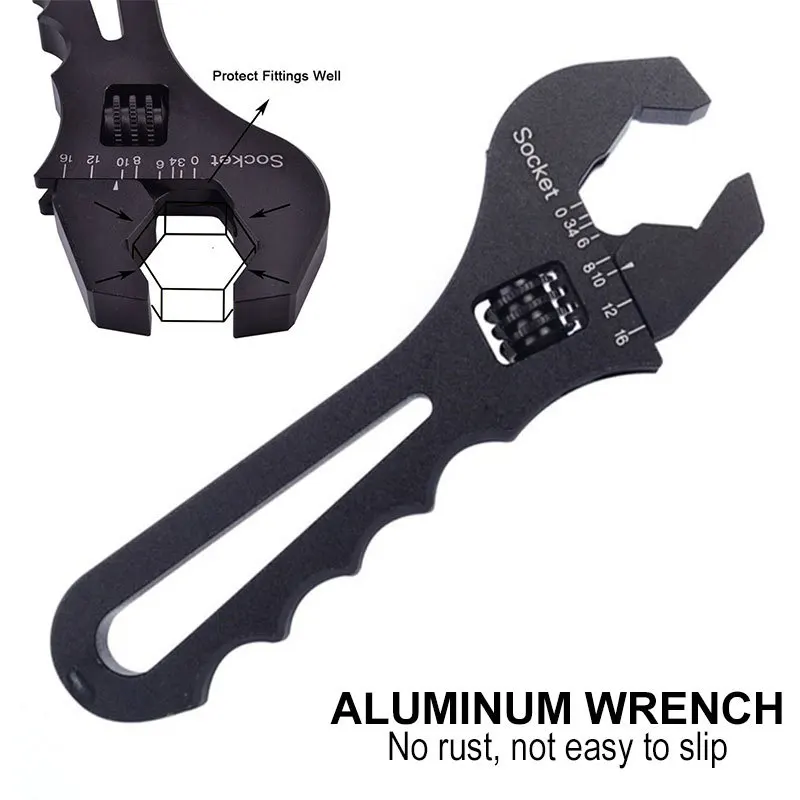 

1PC Oil Hose End Fitting Tool Spanner V Bayonet Adjustable Aluminum Wrench Fitting Tool Spanner AN 3 4 6 8 10 12 16