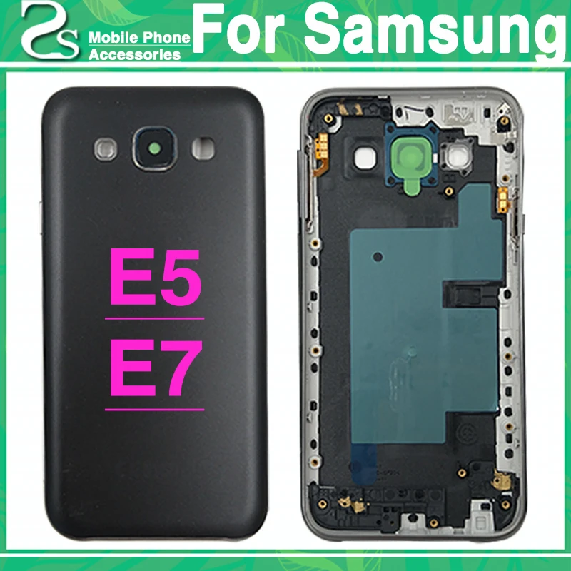 

Rear E5 / E7 Full Housing Middle Frame Bezel Battery Back Cover For Samsung Galaxy Grand DUOS E5 E500F E7 E700 With Camera Lens