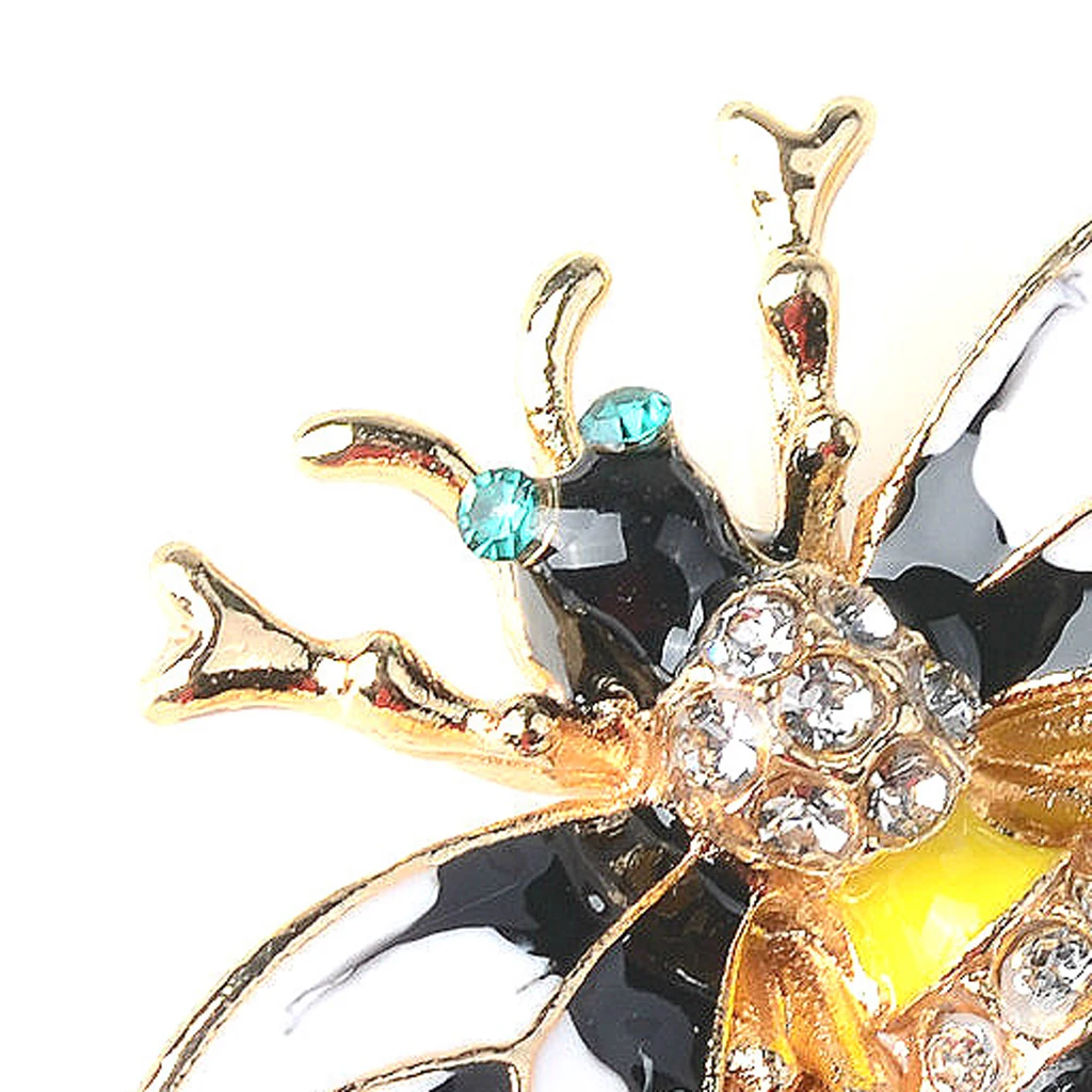4x Bee Shape Alloy Crystal Enamel Craft Buttons Jewelry Making Findings for Clothing Bag Shoes Hair Accessories Decoration 31mm