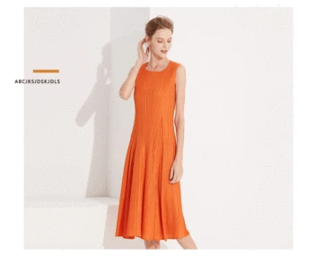 

New drape 2019 summer new round collar sleeveless temperament thin fashion loose dress