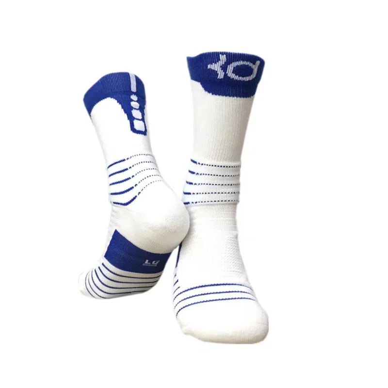 

Adult Big Size Mid Calf Crew Socks Kevin Wayne Durant The Third Generation White Protect Feet Breathable Sport Sox Stripes Lines