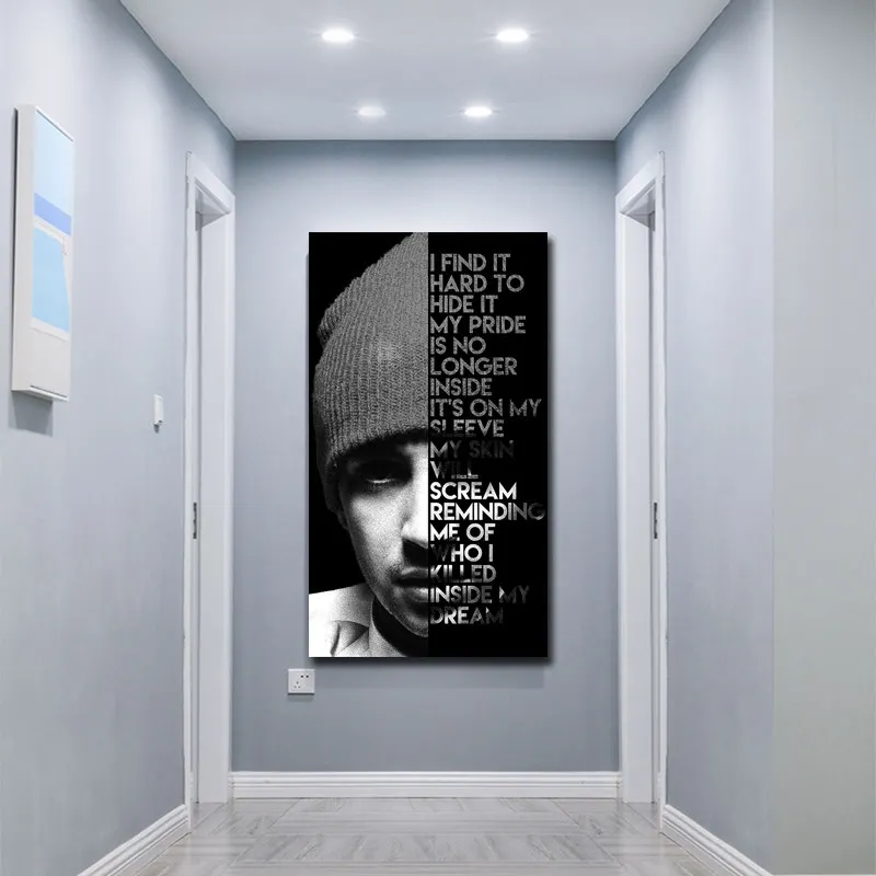 Black and White Scandinavian Portrait Oil Painting on Canvas Print Poster Modern Art Wall Pictures For Living Room Cuadros