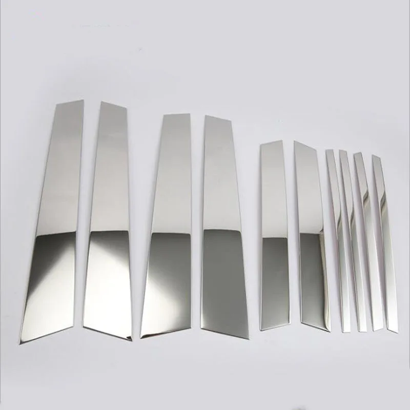 

For Skoda Kodiaq 2017 10PCS Stainless Steel Car Middle Window Trims Center Pillars Cover Trim Molding Car Styling Accessories