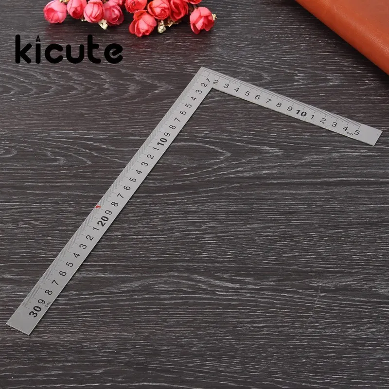 Kicute 1 шт. новейшая прямая Линейка из нержавеющей стали с углом 90 градусов