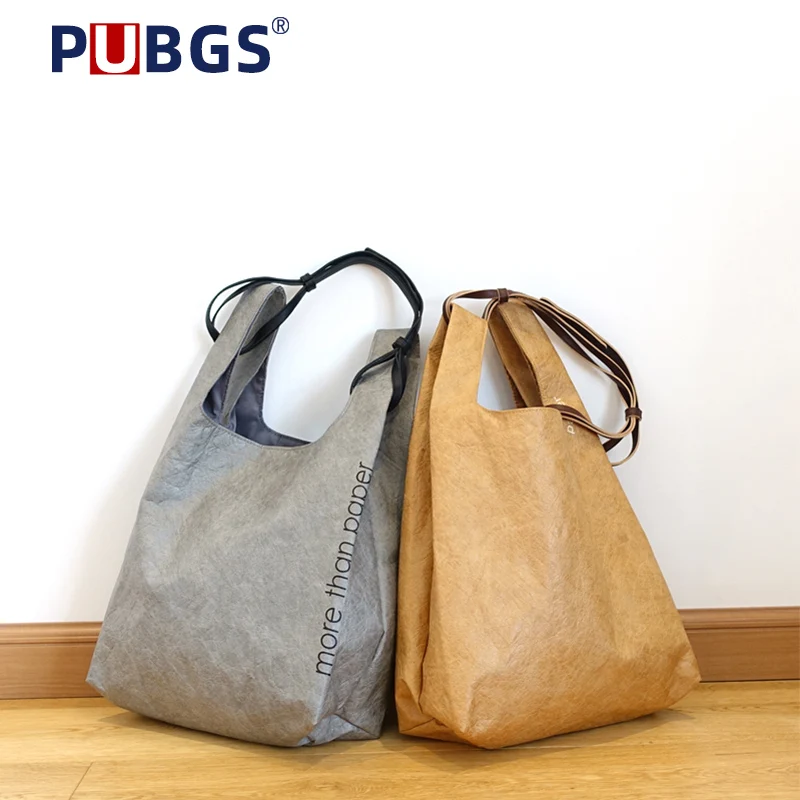 

PUBGS Unisex Shoulder Bag Handbag Women Totes 2019 High-tech New Environmentally Friendly Waterproof Kraft Paper Commuter Bag