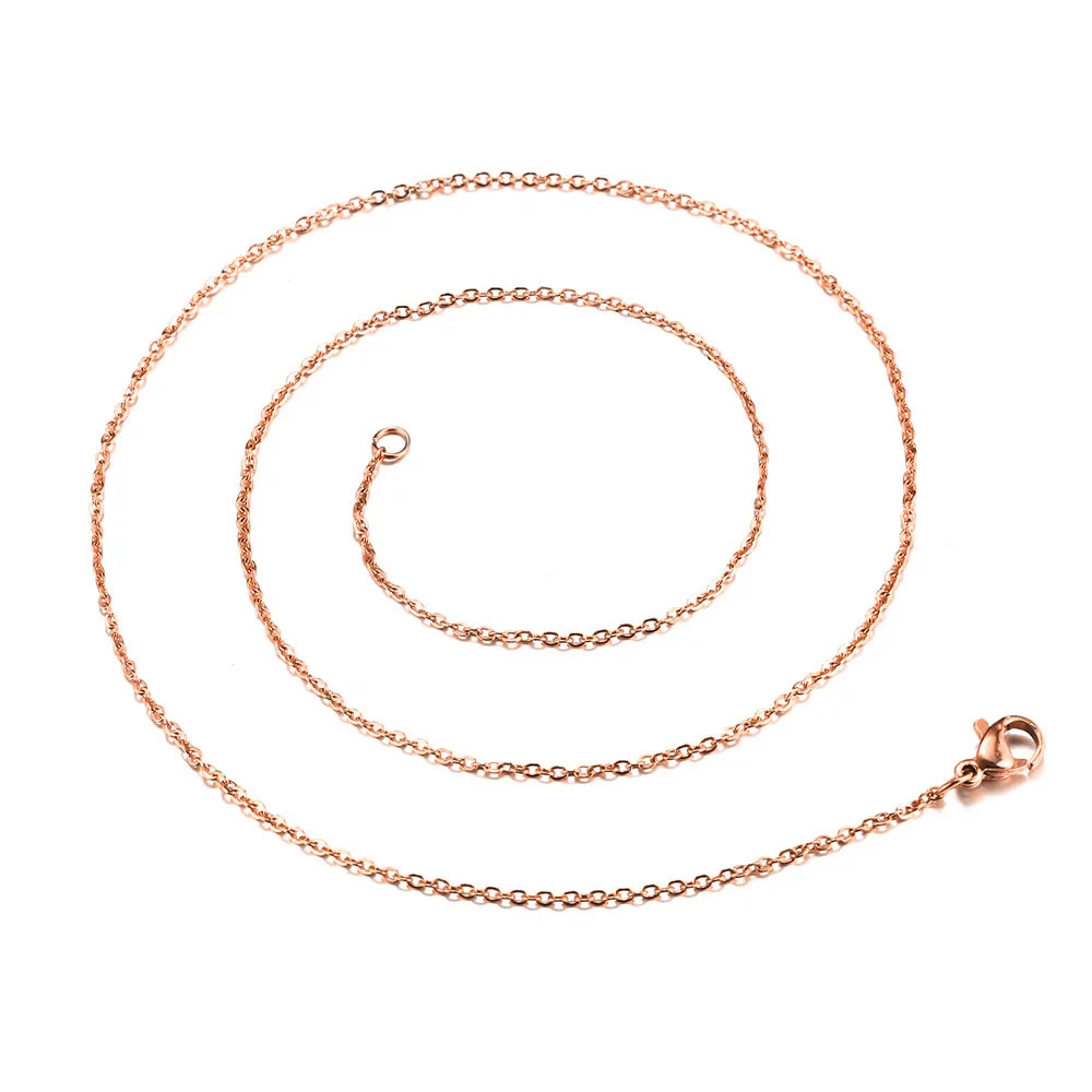 5 шт./лот нержавеющая сталь звеньевая цепь ожерелья для женщин мужчин ожерелье из тонкой цепочки модные ювелирные изделия оптом - Окраска металла: rose gold color