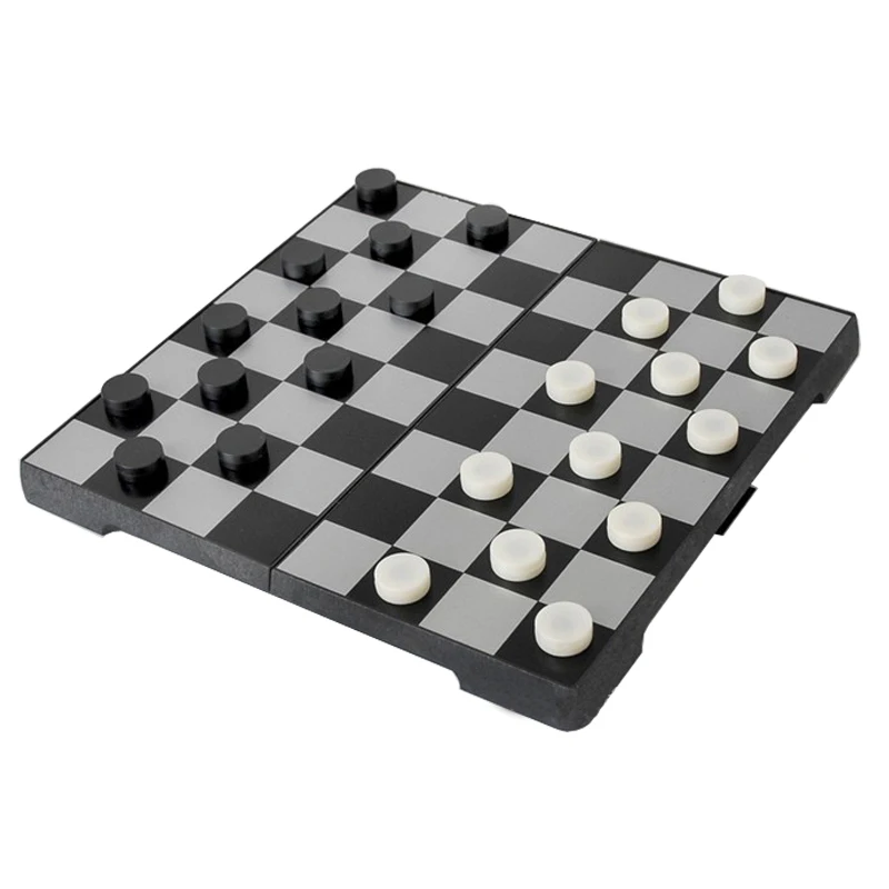 BSTFAMLY HIPS plastic checkers set, portable game of checkers, 16.5*16.