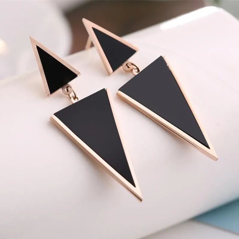 

New Fashion Women Jewelry Irregular Triangle Stud Earrings Female Contracted Temperament Geometric Titanium Steel Long Earrings