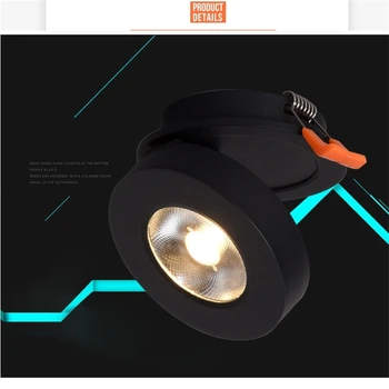 

85-265Vac 3W-12W ultra slim LED embedded down lamp ,Foldable and 360 degree rotatable COB plasterboard ceiling spot light