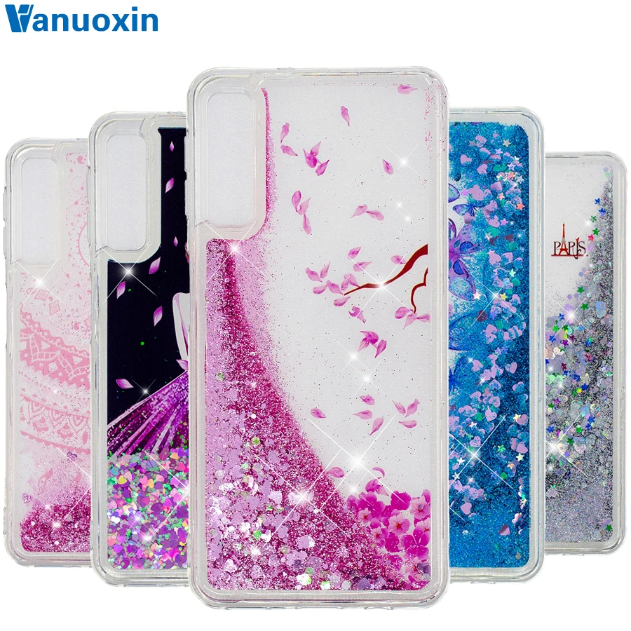 

Silicone case on for Samsung Galaxy A7 2018 case for Coque Samsung A7 2018 A750 A750F SM-A750F Glitter Liquid TPU Soft Phone Bag